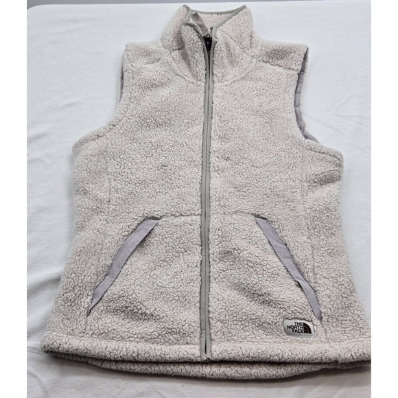 The North Face Cream Full Zip Sherpa Fleece Vest‎ Women's Small Zipper Pockets - Picture 1 of 5